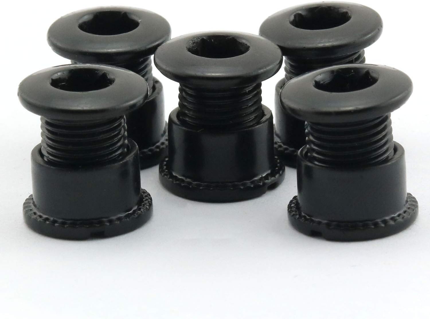 Durable MTB Chainring Fixing Bolts – Set of 5 Black 4.9mm High Strength Steel
