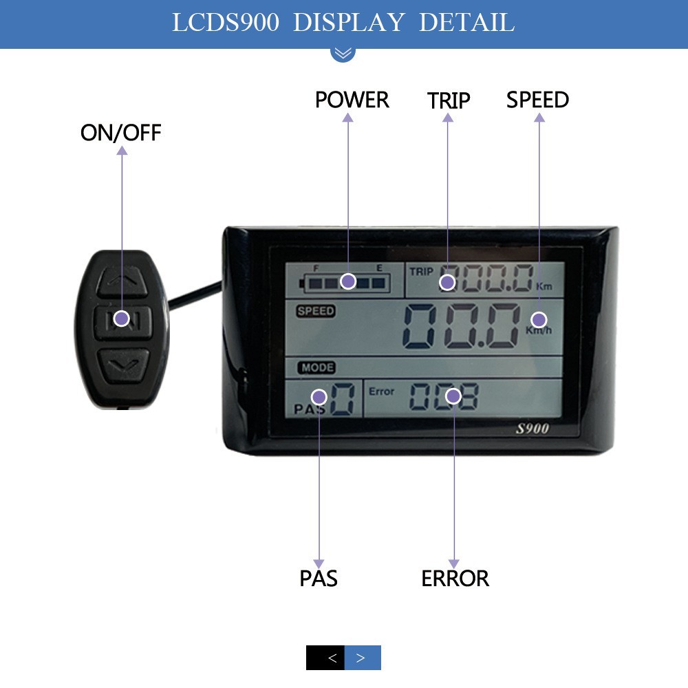 ECOTRIC S900 48V LCD Display for E-Bike 5PIN Real Time Speed&Battery Display