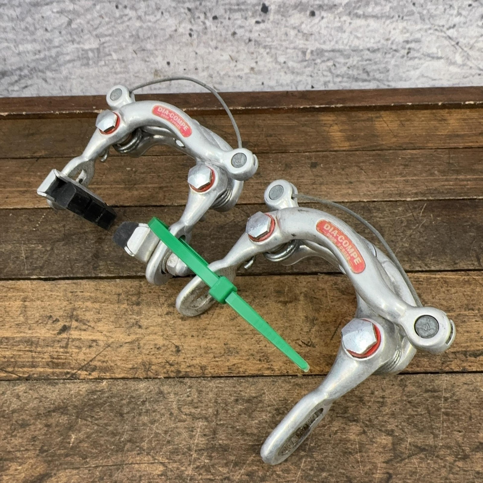 Vintage Dia-Compe Center Pull Caliper Brakes Set Drop Forged Silver 70s Japan