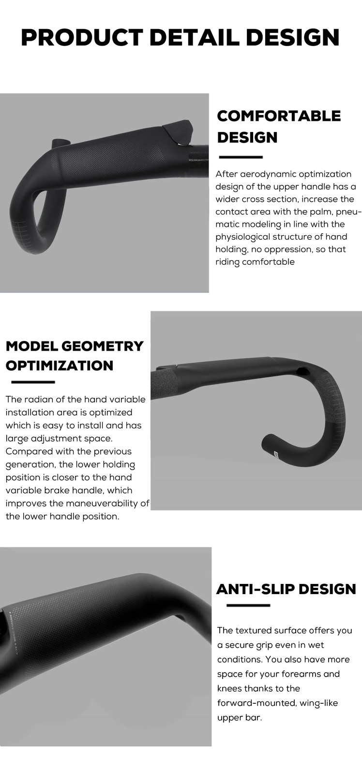 Carbon Fiber Gravel Bike Handlebar 31.8mm Clamp 380mm 400mm 420mm 440mm