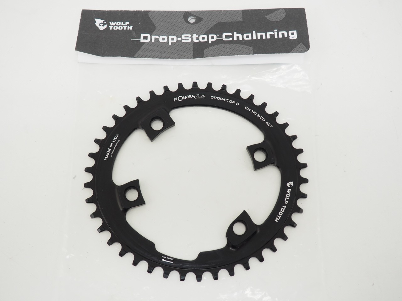 New! Wolf Tooth Drop-Stop Oval 42T 110 BCD Gravel / CX / Road Chainring Black
