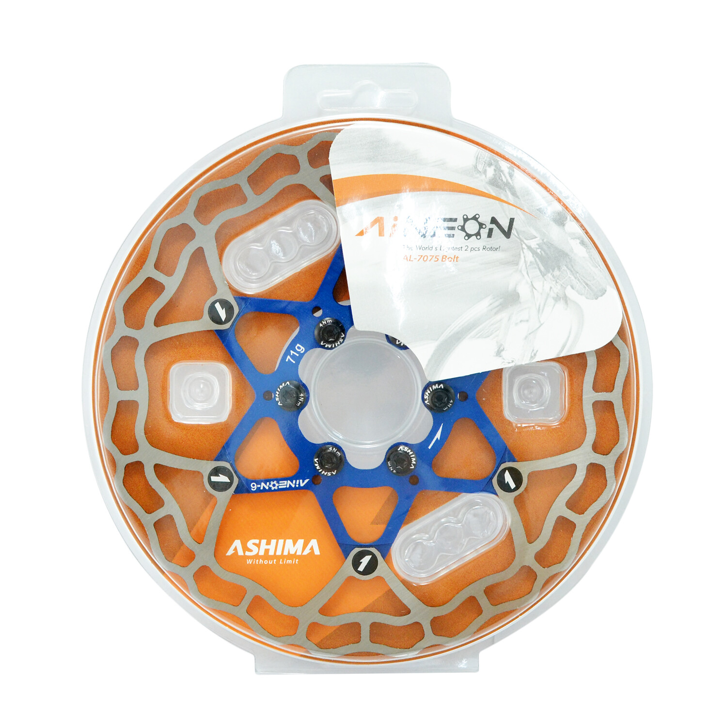 ASHIMA AiNeon ARO-10 Lightest Disc Brake Rotor 160mm 71g , Blue