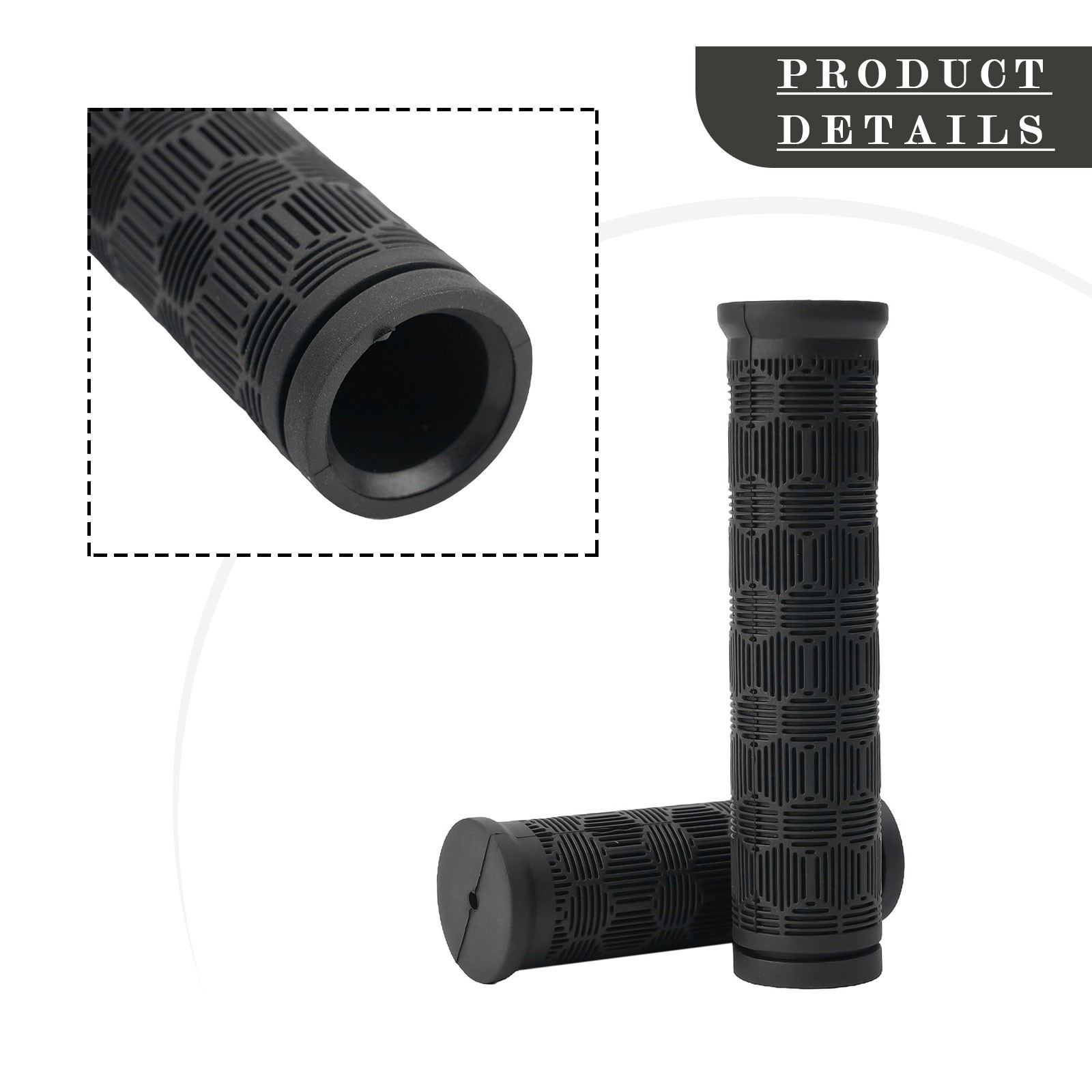 Black Rubber Bike Bar Grips with 125mm+75mm Length Perfect for Cycling