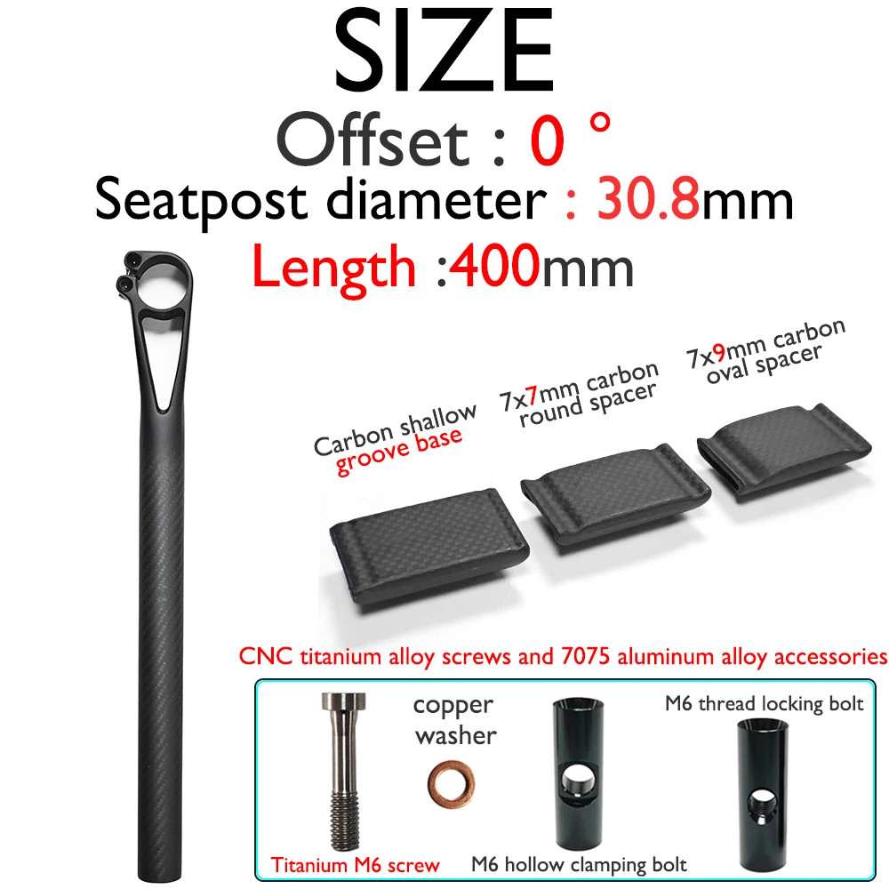 -0°/25° Fully Carbon Hollow Seat Tube Road Gravel Off-road MTB Bicycle Seatposts