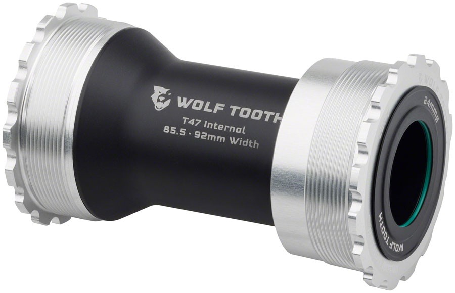 Wolf Tooth Bottom Bracket – T47 Inboard, 85.5/92mm, For 24mm Spindle, Raw Silver