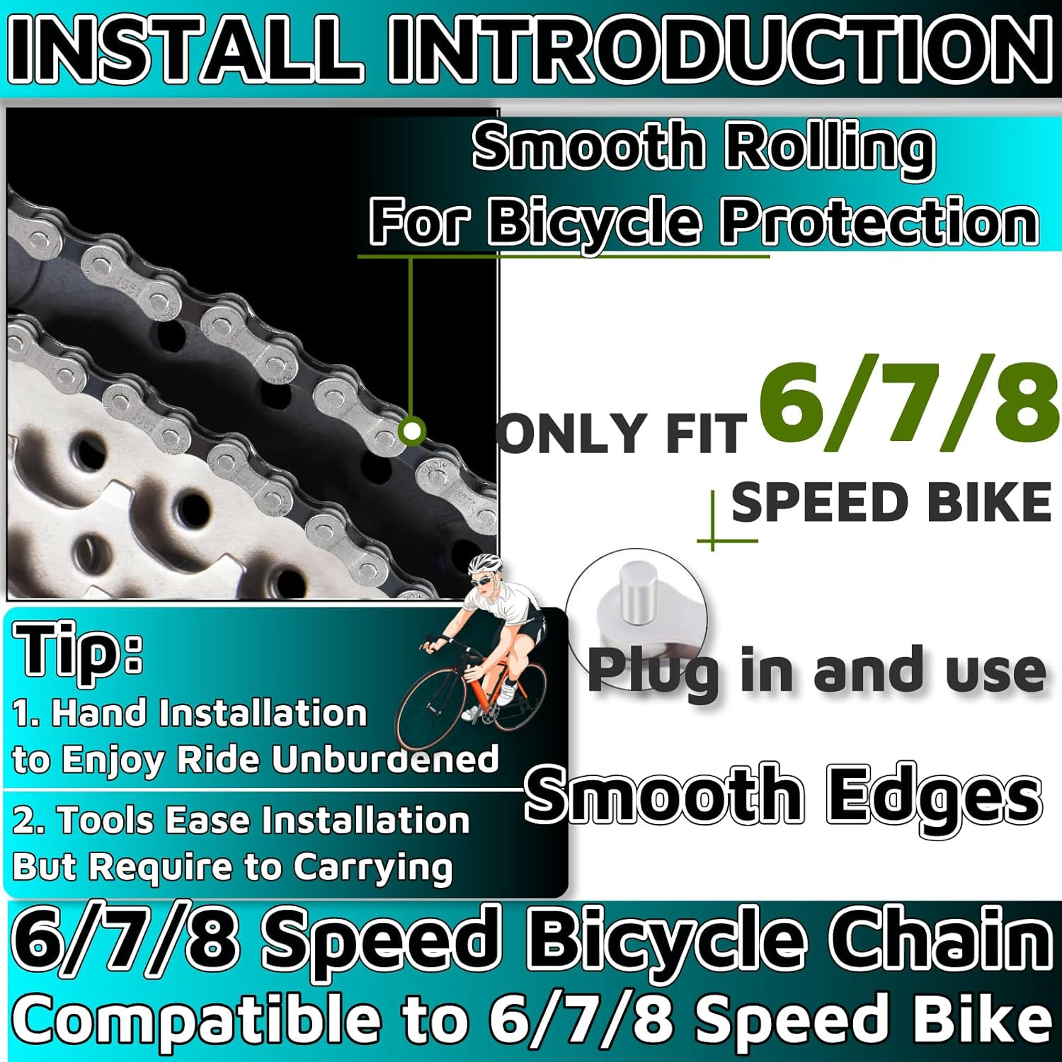 6/7/8 Speed Bicycle Chain 1/2″ X 3/32″ 116 Links Chain BMX Chain 7 Speed Bike Ch