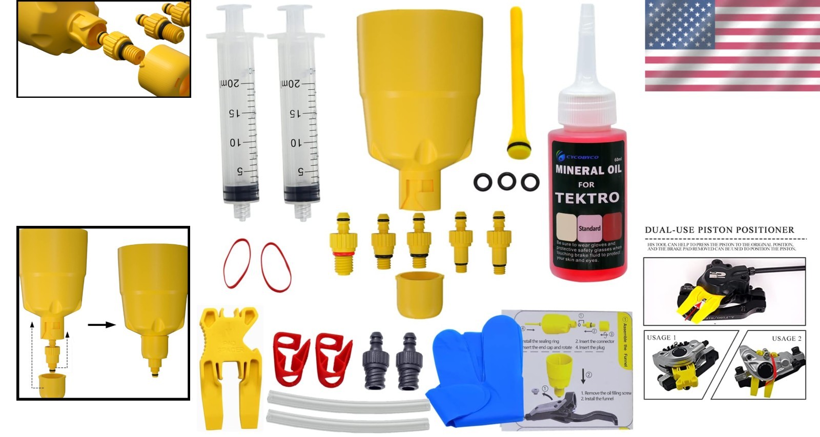 Essential TEKTRO-TRP Bleed Set with Tools & Mineral Oil for Effective Brake Care