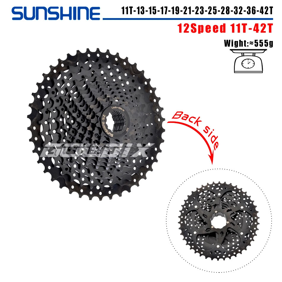 SUNSHINE MTB Cassette 8/9/10/11/12 Speed 40/42/46/50/52T Black K7 Cassette Sproc
