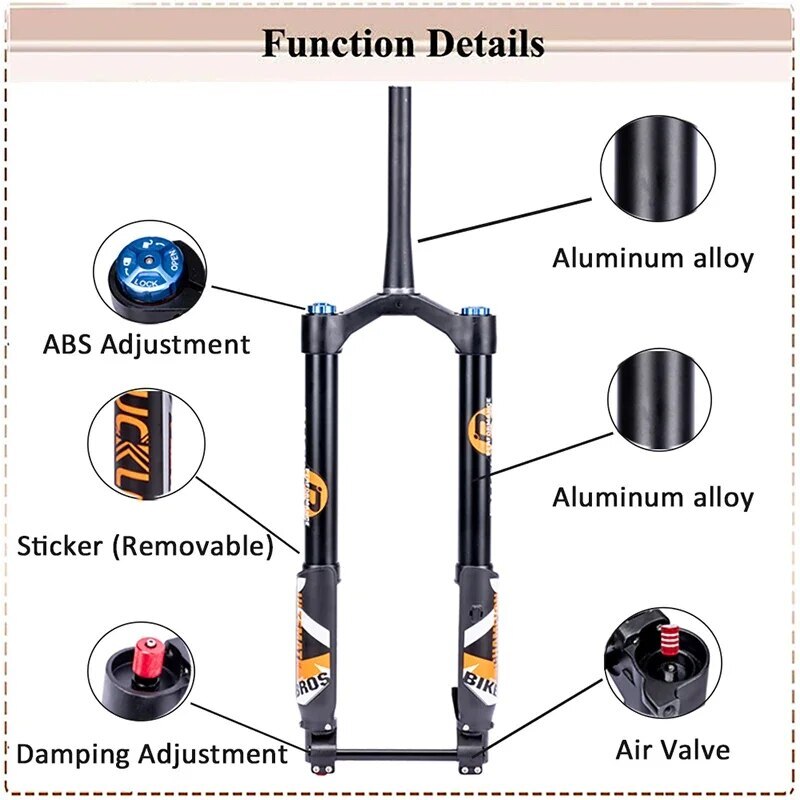 20/26*5.0 Inch Inverted Air Suspension Fork Thru Axle 15*150mm Snow E-bike Fork