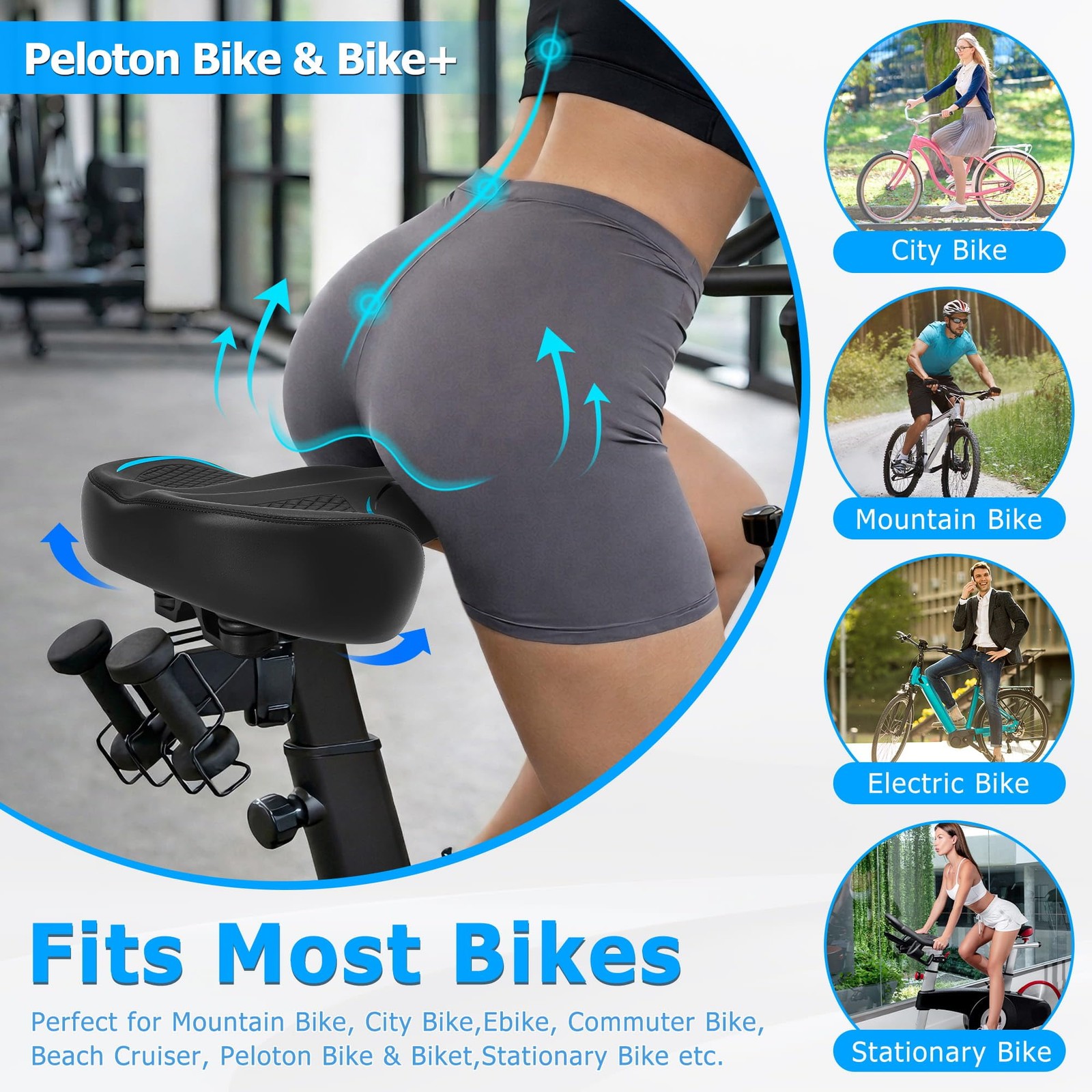 CDYWD Oversized Bike Seat for Men & Women Comfort Wide, Soft Padded Bicycle S…