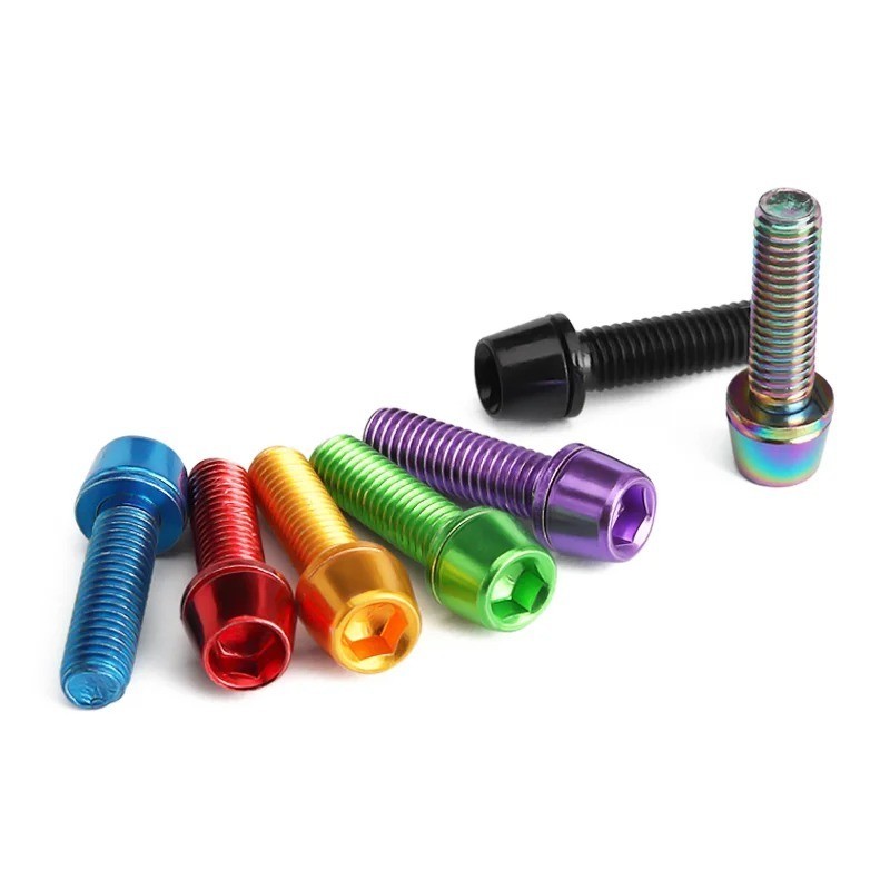 6pcs Bike Handlebar Bolts M5x18 Titanium Plated Stem Screw MTB Set
