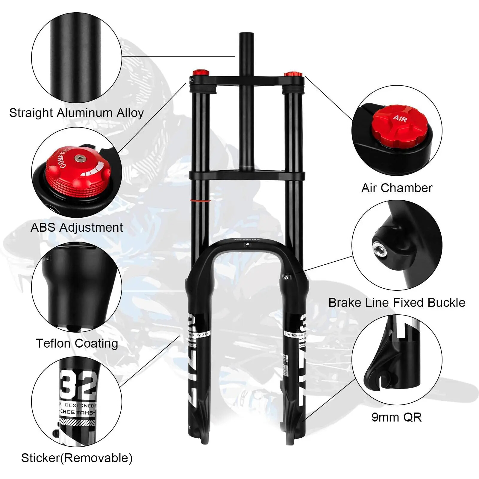 26″/20″*4.0 MTB/AM Bike Air Double Shoulder Rappelling Shock Absorber Fork