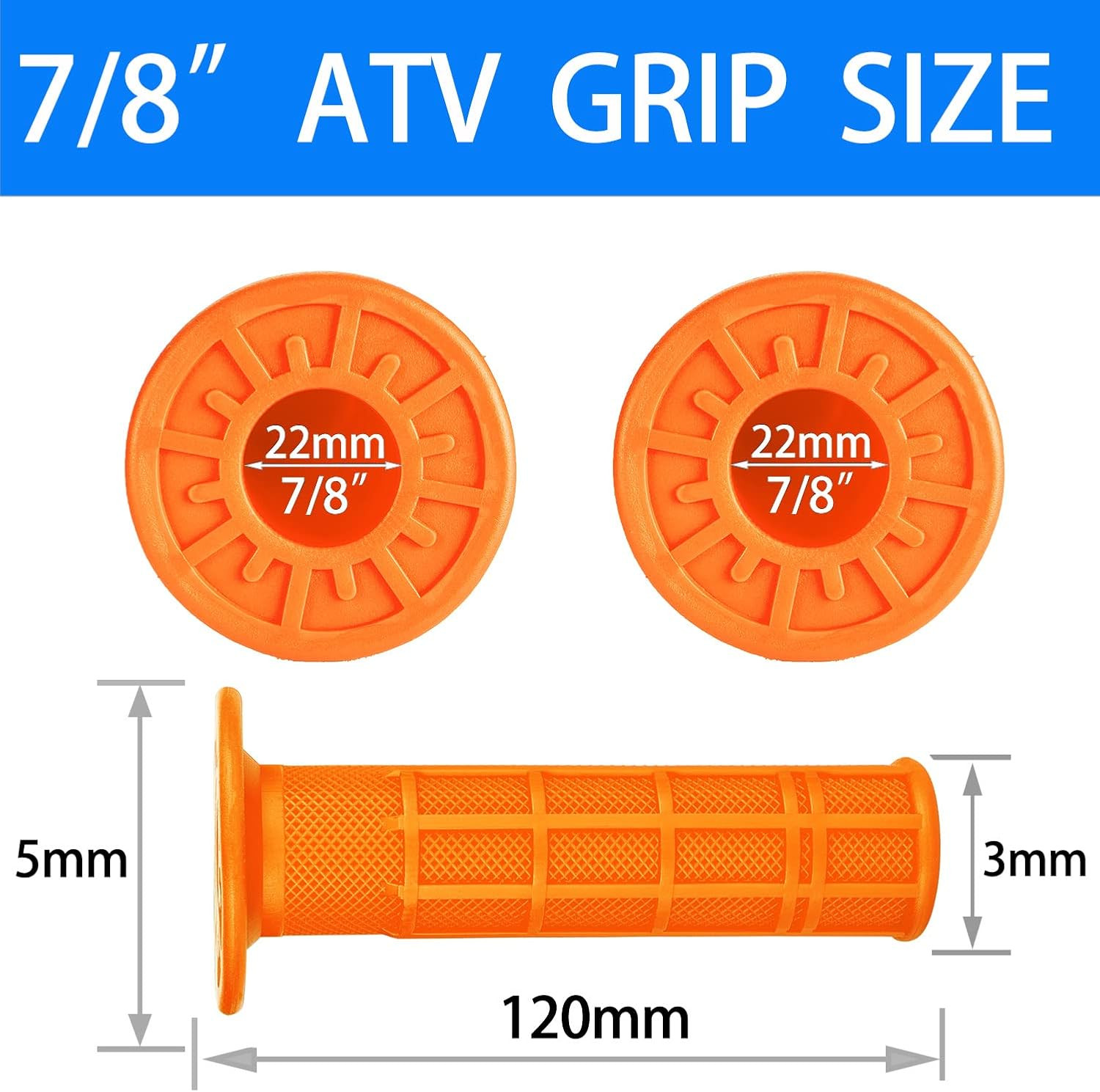 7/8» ATV Grips Universal Handlebar Grips Soft Rubber Motorcycle Grip for ATV Po