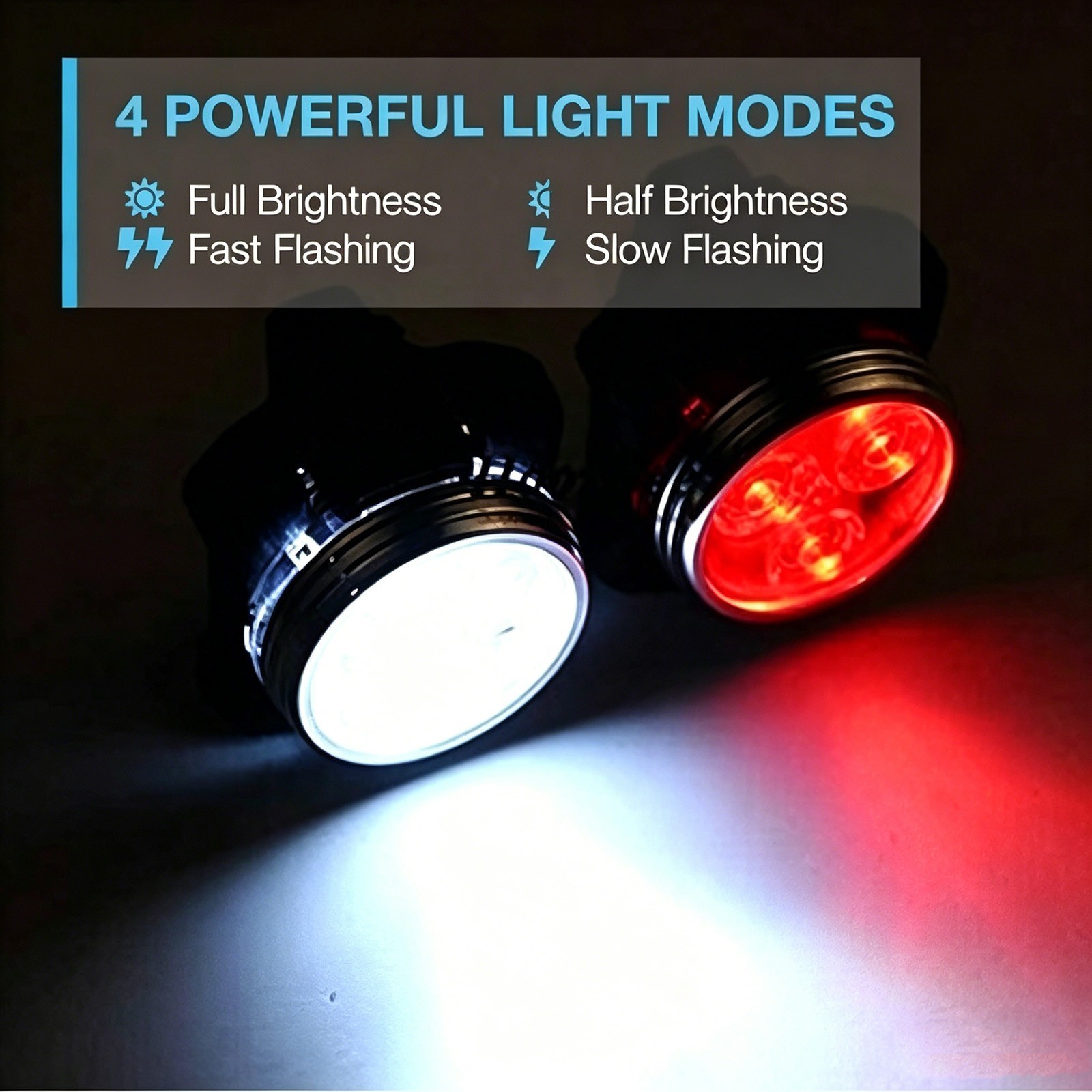 2 Sets USB Rechargeable LED Bike Lights Front and Rear Waterproof Cycling Lamp