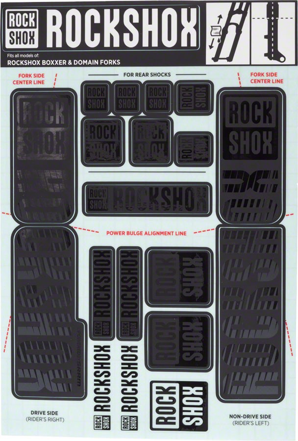Fork Decal Kits – RockShox Fork Decal Kit – 35mm Dual Crown, Stealth Black –