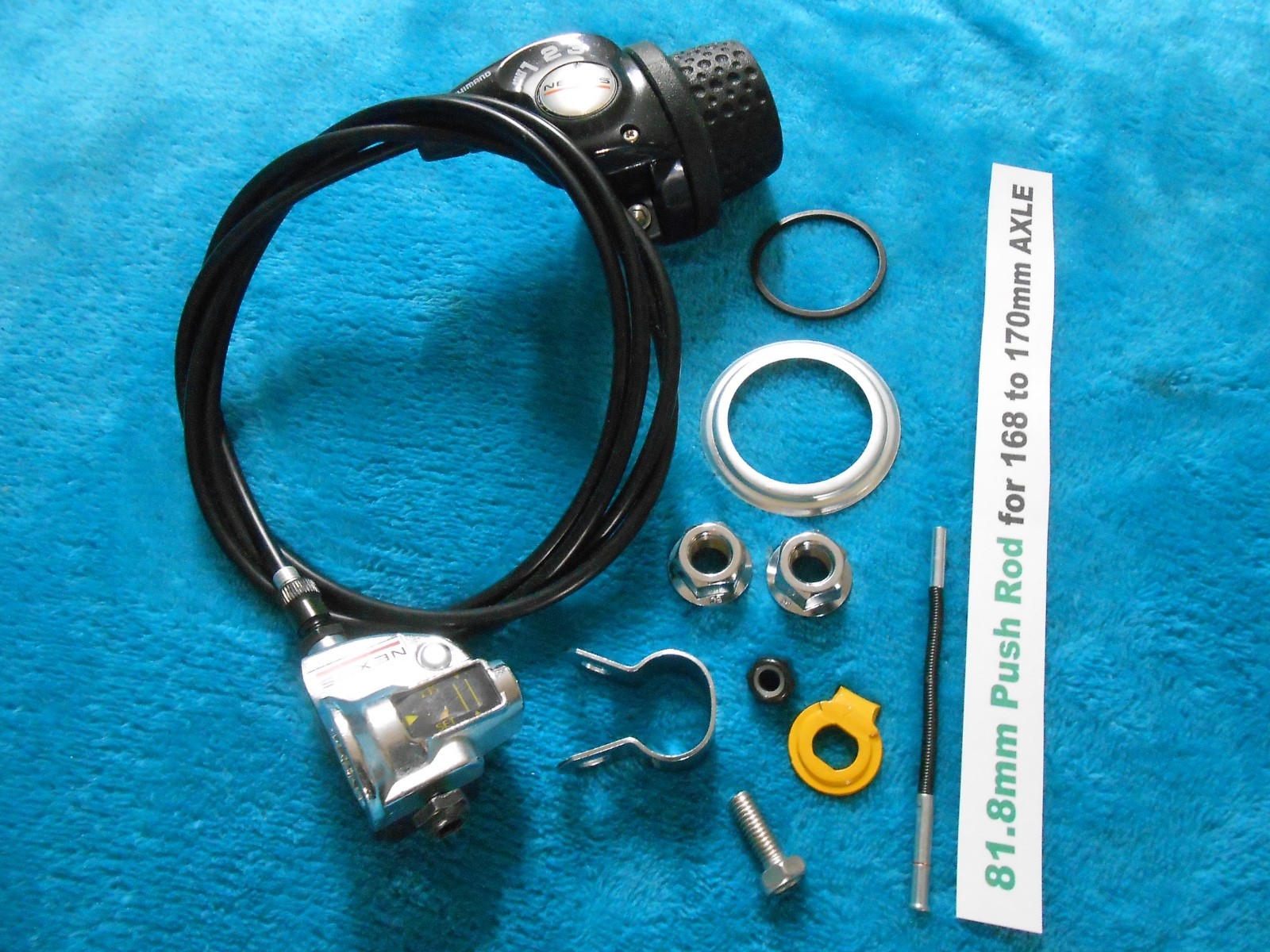 Shimano Nexus 3 Speed Right Twist Shifter Kit Bell Crank Hardware 81.8mm PushRod