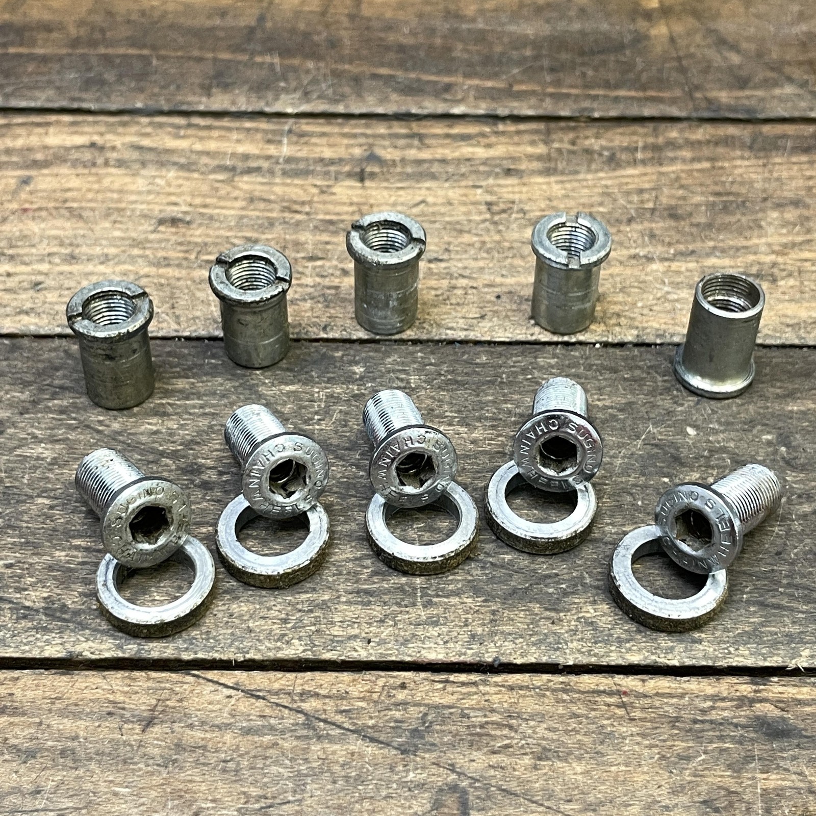Vintage Sugino Double Triple Chainring Bolts Nuts Set Of 5 Japan 80s 70s Maxy
