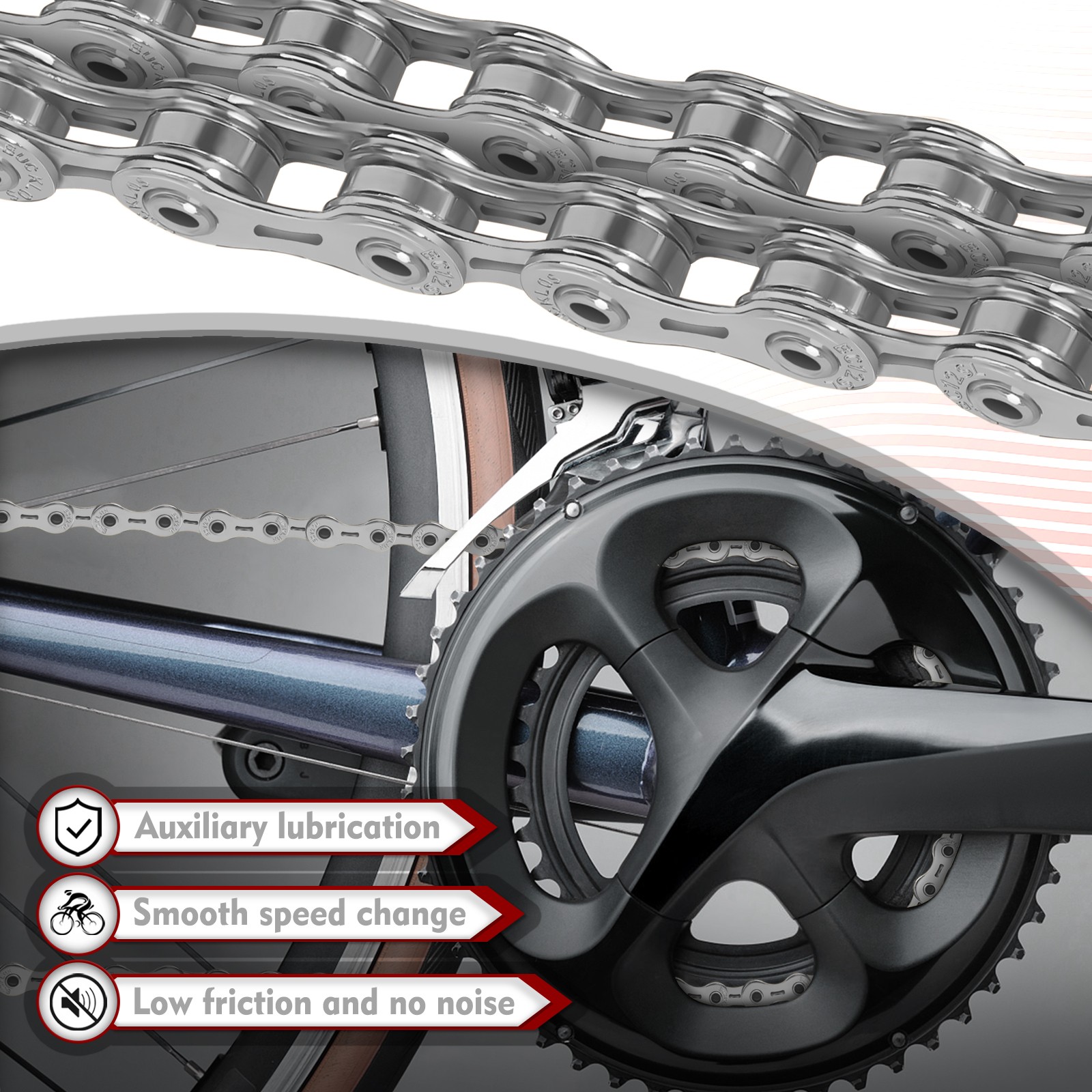 BUCKLOS 9/10/11 Speed Bicycle Chain For Shimano EL/SL MTB Road Bike 116 Links US