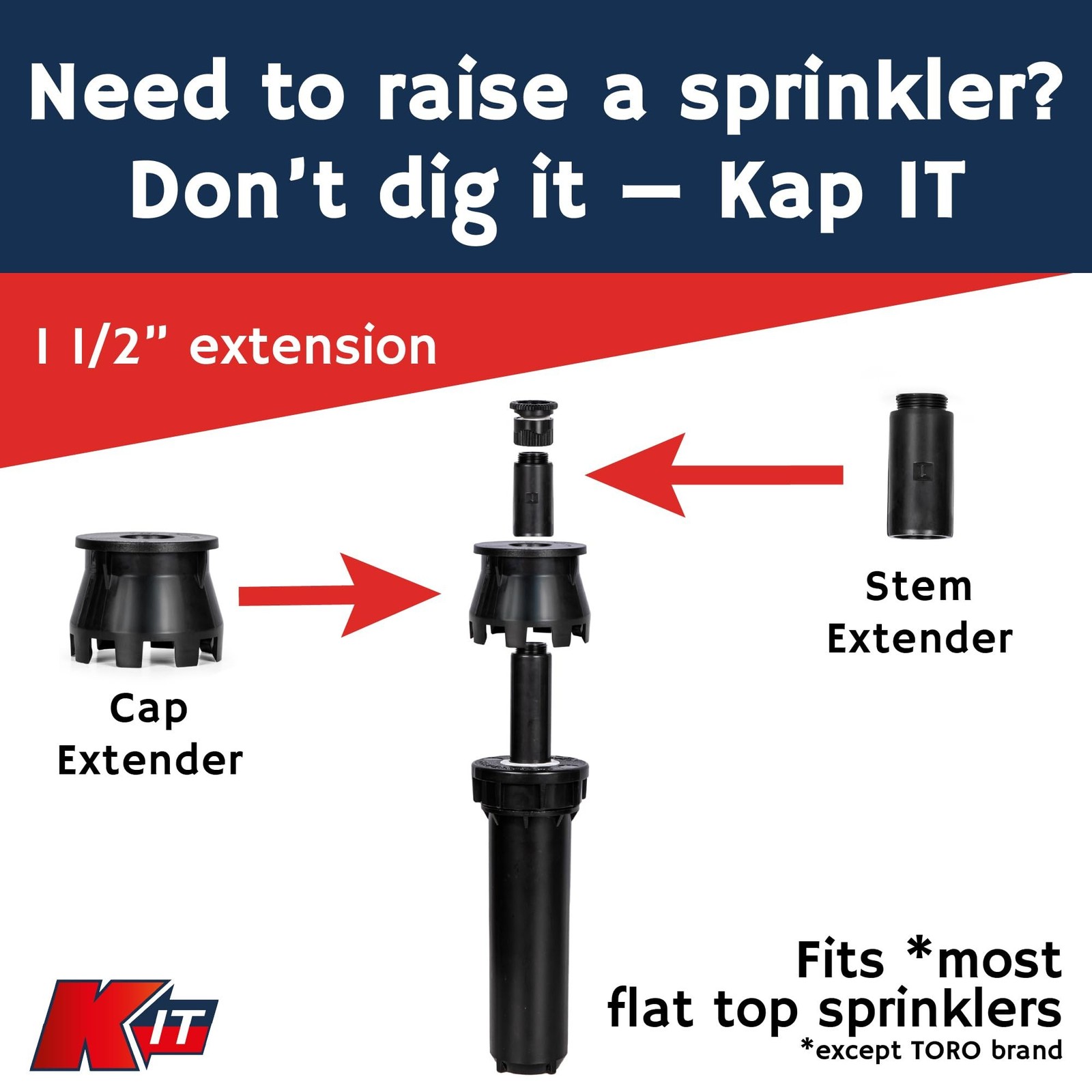 Kap-It Pop-Up Sprinkler Riser Extension – 1.5 Inch Height, No-Dig, Stackable …