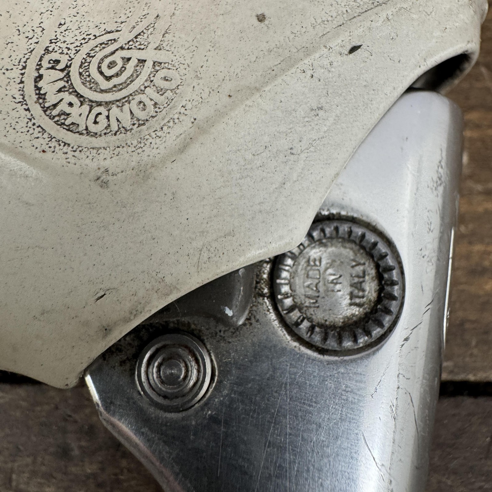 Vintage Campagnolo Brake Levers C-Record Chrous White Hoods 4-Finger Drop Bar