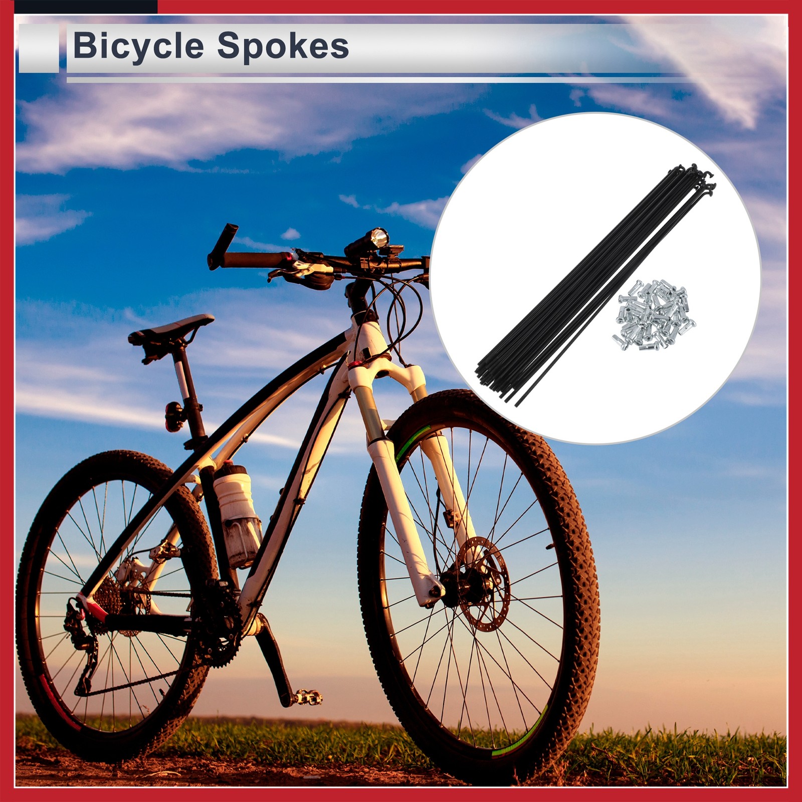 1 Set 13G 225mm Length Bicycle Spokes Nipple 45 Steel Black Universal New
