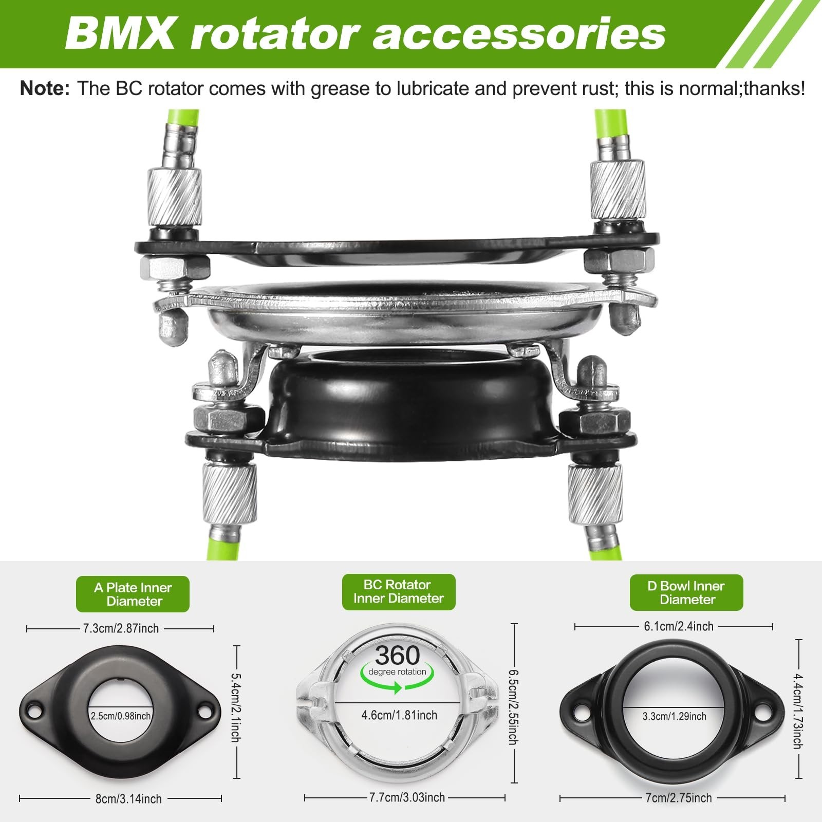 BMX Bike Gyro Brake Cable Set Front & Rear with Spinner Rotor – 20″ Bicycle Part