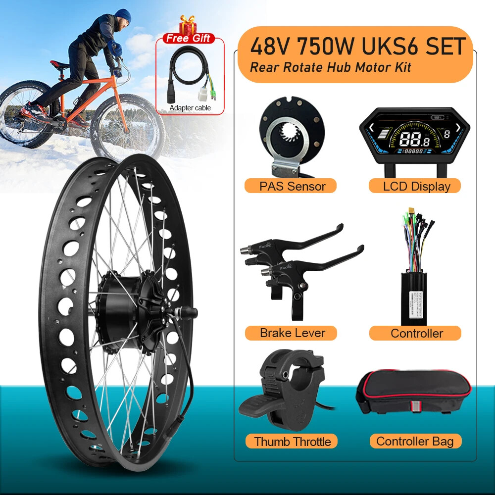 48V 750W 20 24 26in Snow Electric Fat Tire Bike Brushless Rear Hub Motor Wheel