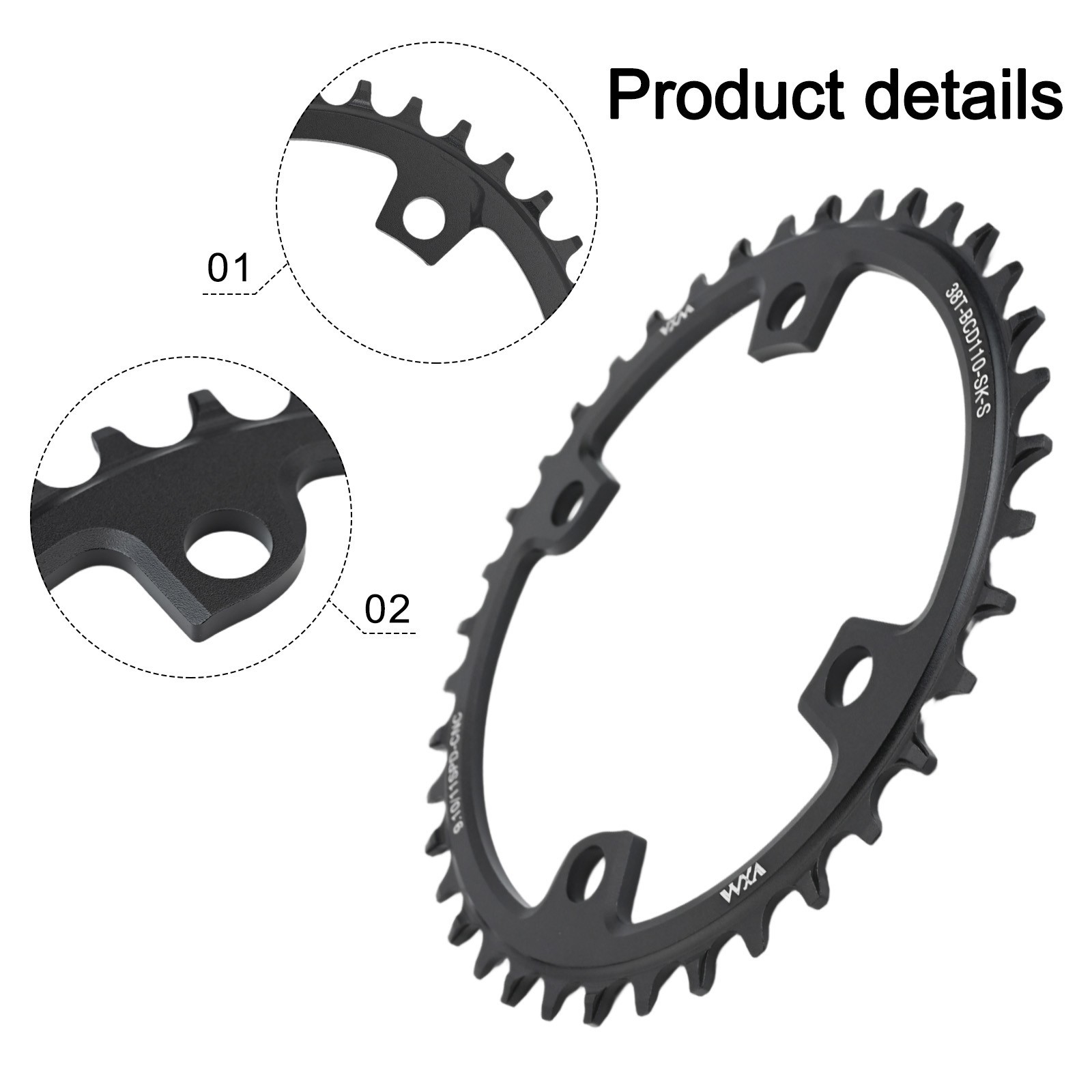 Road Bike Single Chainring CNC Aluminum Alloy 110BCD with Teeth Options