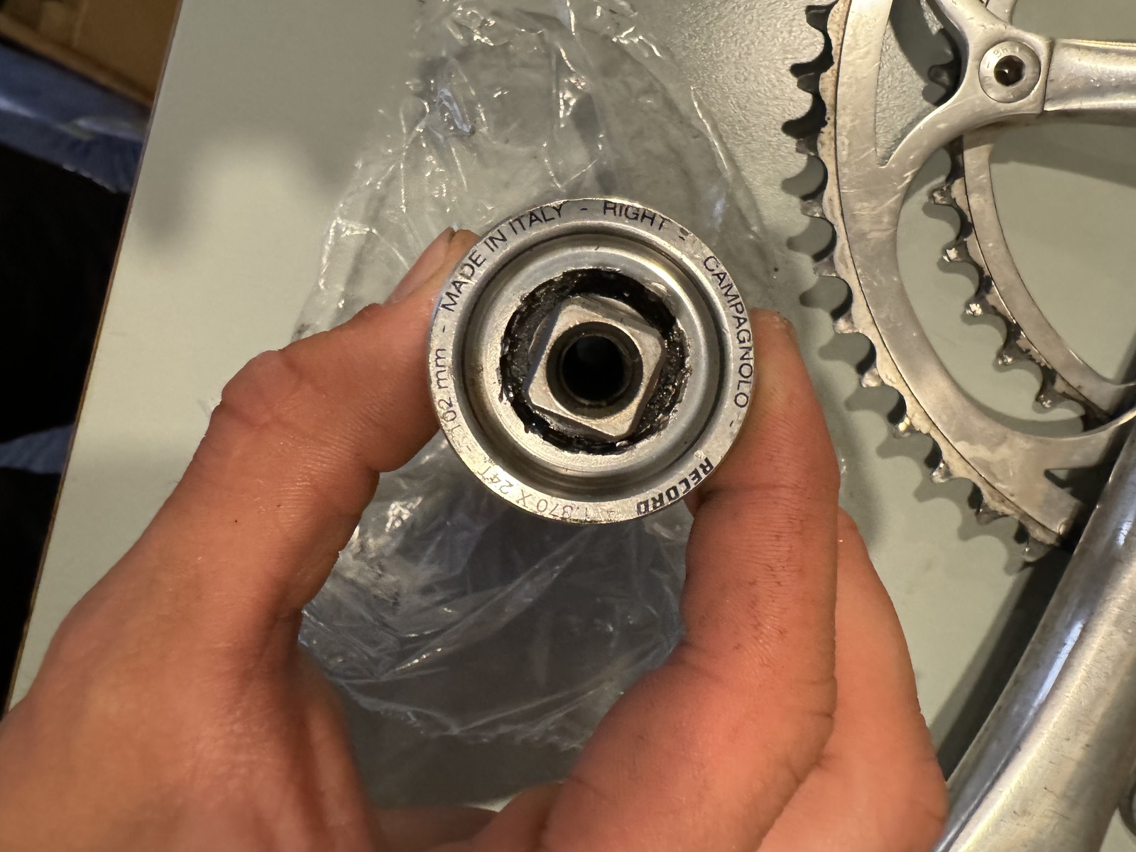 CAMPAGNOLO RECORD CRANKSET DOUBLE 53-39 TOOTH 10 OR 9 SPD. 172.5 MM ARMS, USED!
