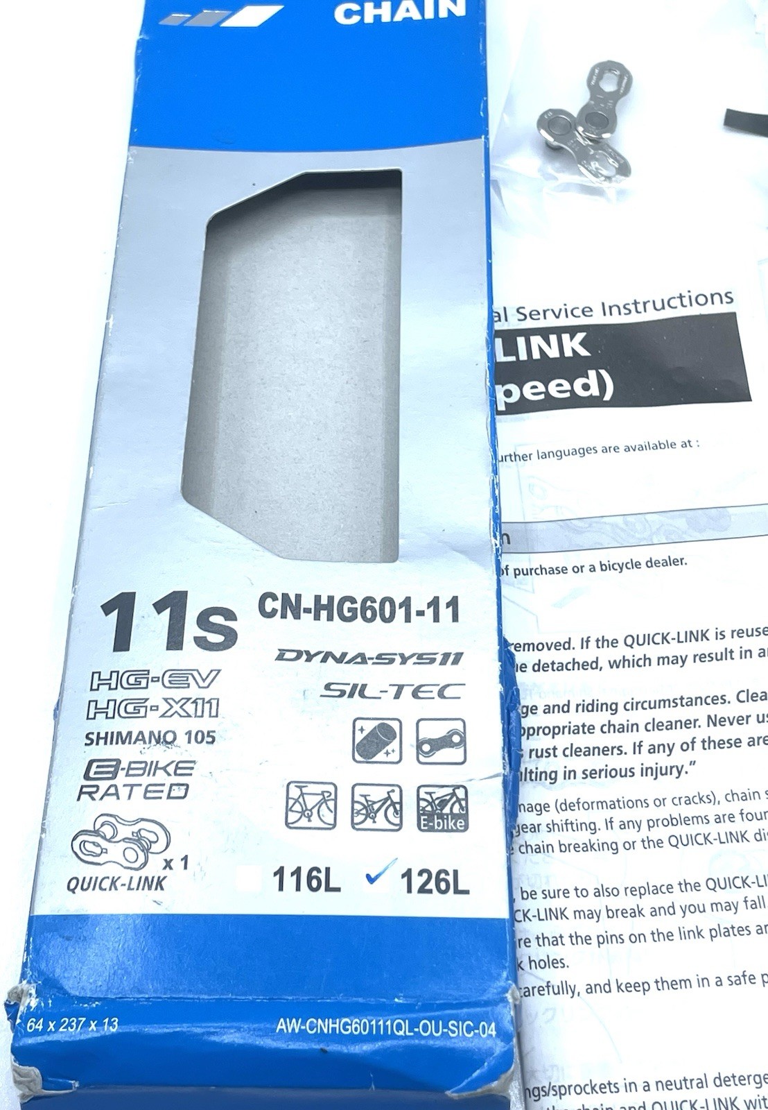 Shimano CN-HG601-11 11-Speed 126L Road MTB Ebike Bike Chain With Quick-Link NEW