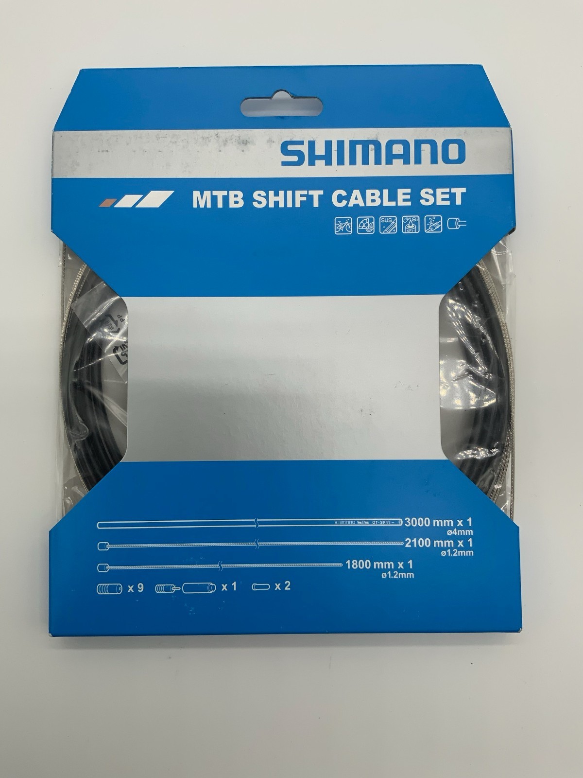 Shimano MTB Stainless Derailleur Cable and Housing Set (2 Cables), Black