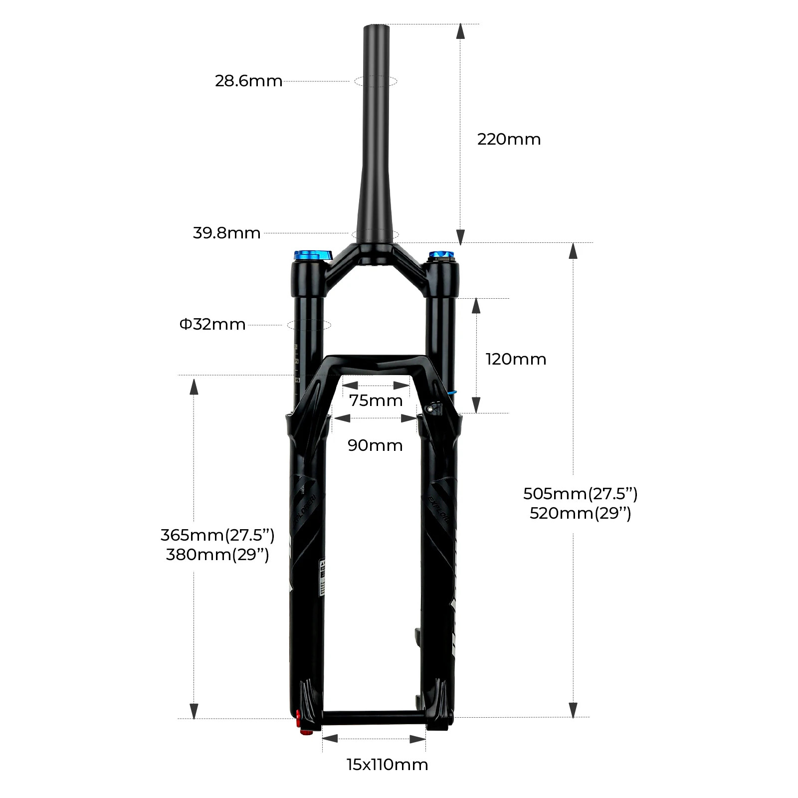 MTB Suspension Air Oil Fork BOOST Thru Axle Front Fork 120mm Travel 27.5/29inch