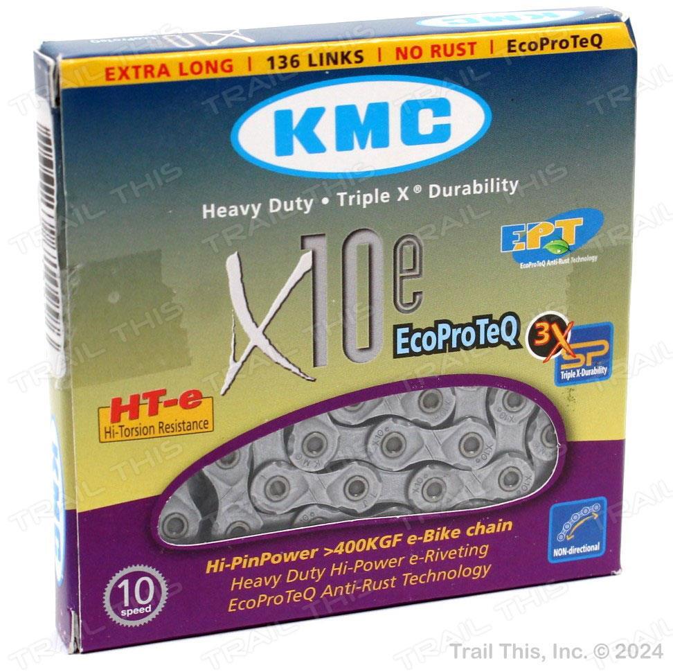 KMC e10 EPT 10-Speed 136L eBike Bike Chain Silver Anti-Rust Resistant Coating