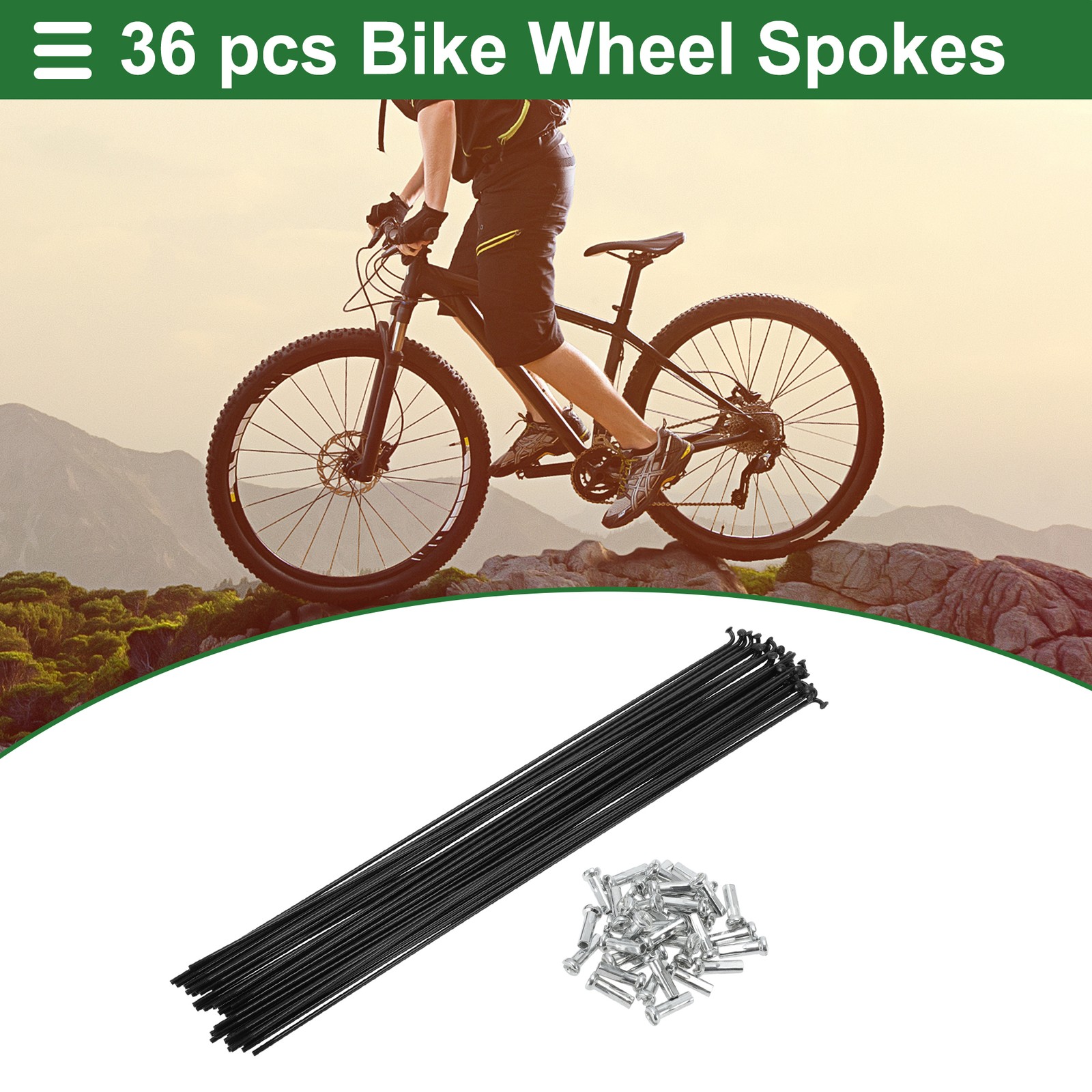 1 Set 14G 259mm Length Bicycle Spokes Nipple Carbon Steel Black Universal