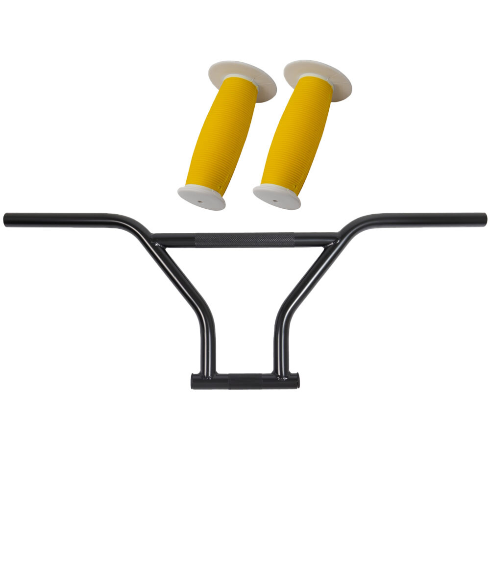 PRO+ 330 Black Handlebar & Yellow/White Mushroom Grips
