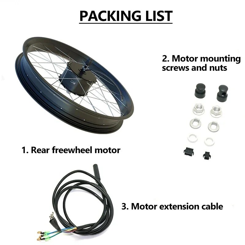 20 24 26er Snow E-bike Fat Tire Brushless Gear Rear Hub Motor Wheel 48V 1000W