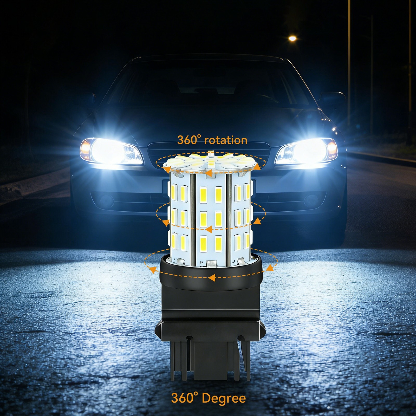 4x 3157 3057 64-SMD LED Bulbs 6000K White for Backup Reverse Brake Tail Lights