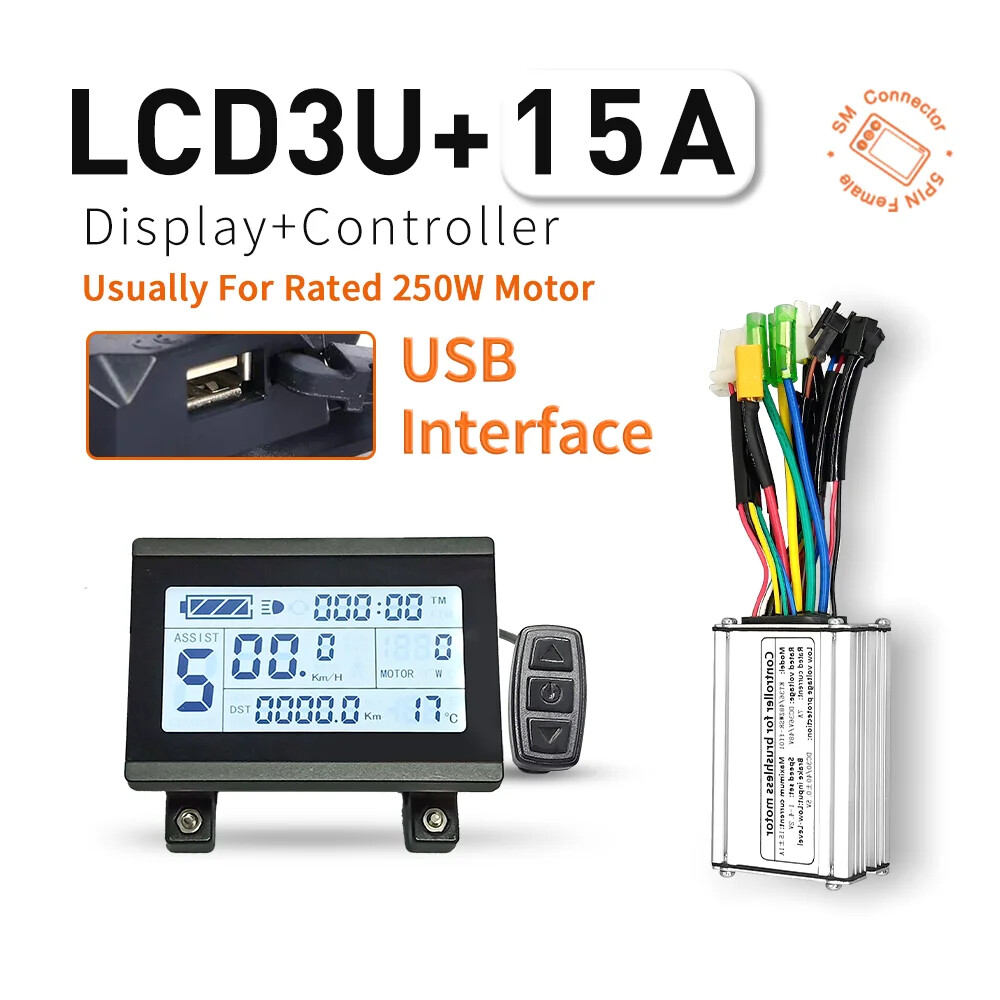 E-bike 15A 17A 22A 250W-500W Controller and 36V/48V LCD3U LCD7U LCD8HU Display
