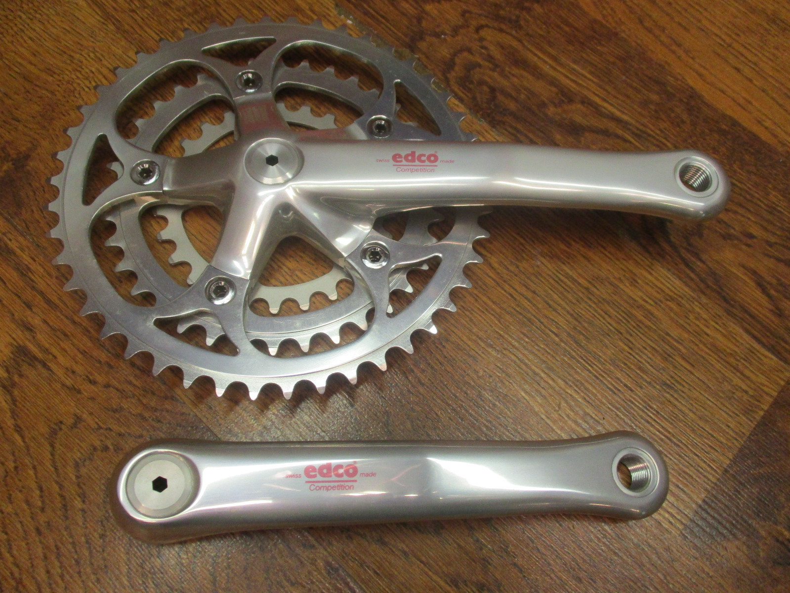 RARE NOS EDCO COMPETITION 175L 110/74 BCD 46/36/26 TRIPLE SQUARE TAPER CRANK SET