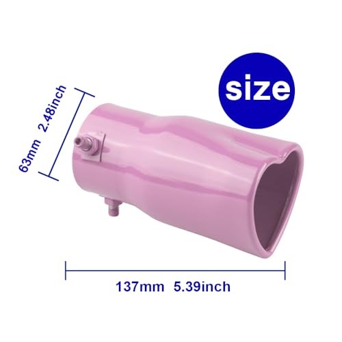 Sakali 63mm Heart-Shaped Tail Pipe Car Stainless Steel Exhaust Straight Pink