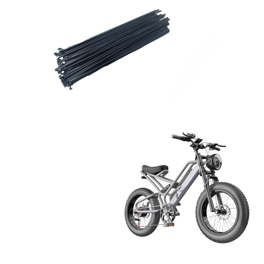 36pcs Hardened Electric Bike Spokes with Nuts Steel Aluminum Alloy Black