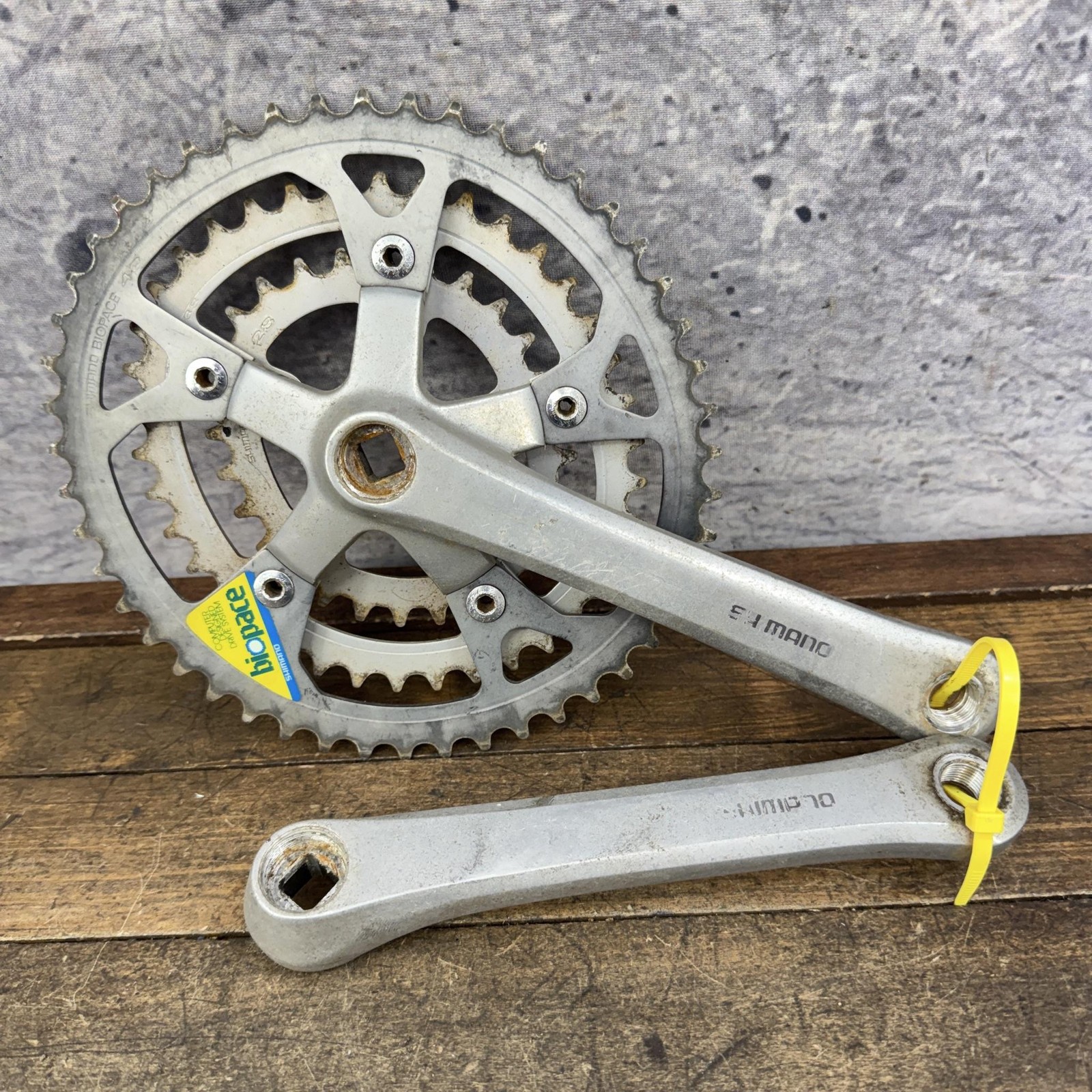Vintage Shimano FC-B124 Crankset TRIPLE 175 Biopace 48/38/28T 110 BCD Deore 80s