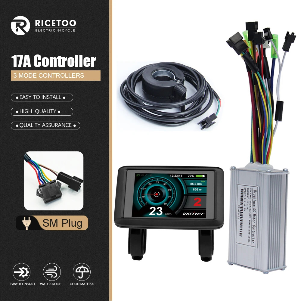 Ebike 17A26A30A40A 3-Mode Sinewave Controller 24V36V48V Motor LCD UKC1+Display