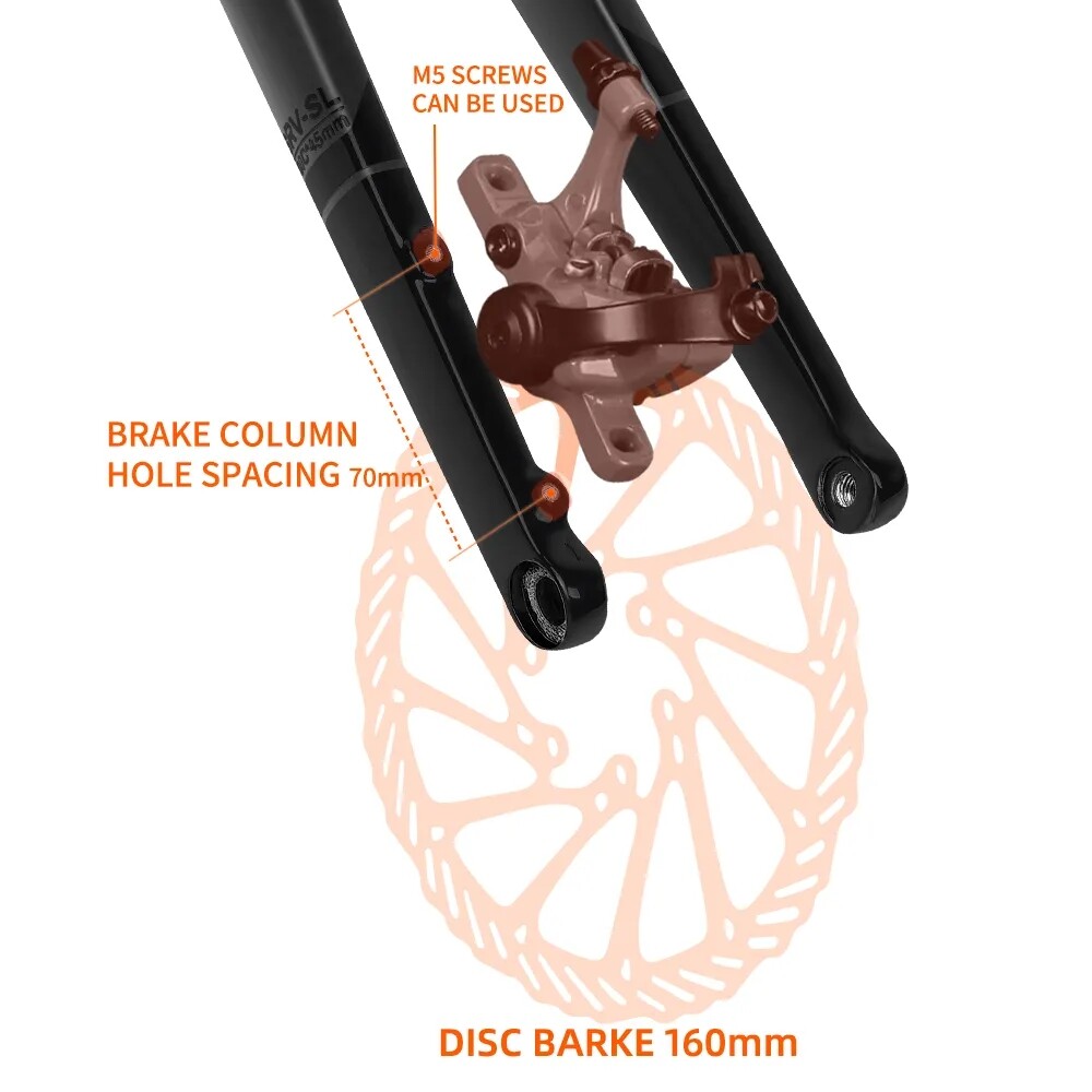 TOSEEK 700C Carbon Fiber Gravel Road Bike Tapered Rigid Fork Disc Brake 100*12mm