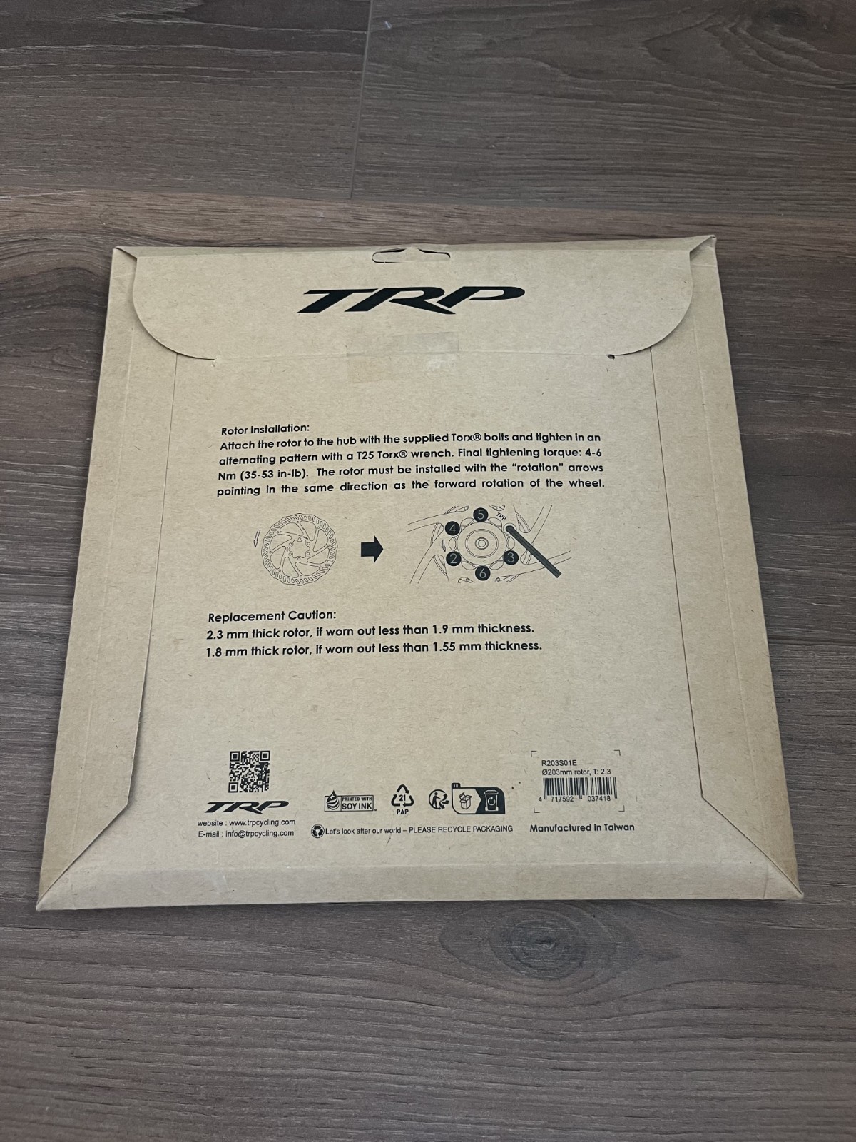 TRP E23 Disc Brake Rotor 203mm R203S01E 2.3mm 6 bolt