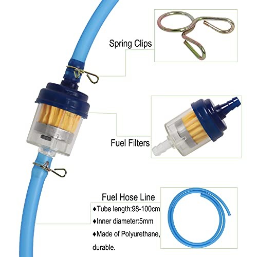 4L Metal Fuel Gas Tank with Cap, Spark Plug, Petcock, Fuel Line, Fits 49cc