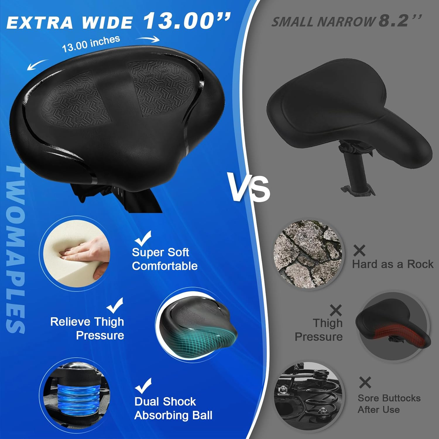 Noseless Bike Seat Cushion for Men & Women – Extra Padding & Comfort Wide Bicycl
