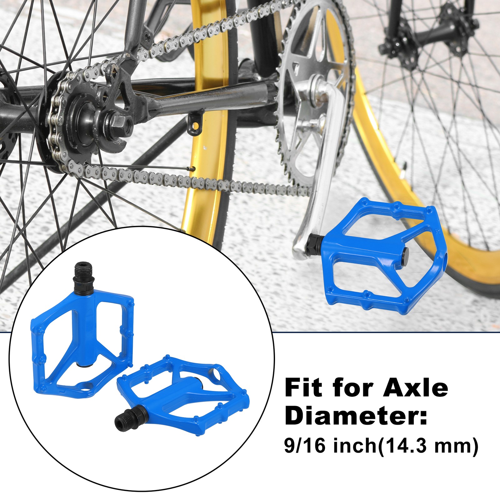1 Pair Aluminum Alloy Bicycle Pedal Rear Foot Peg Blue Fit 9/16 Inch Axles
