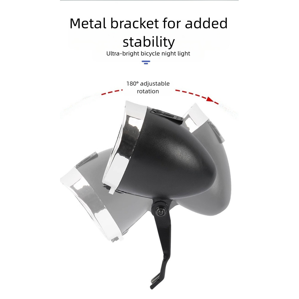 Waterproof USB Bicycle Headlight 3 LED Front Light with Adjustable Bracket