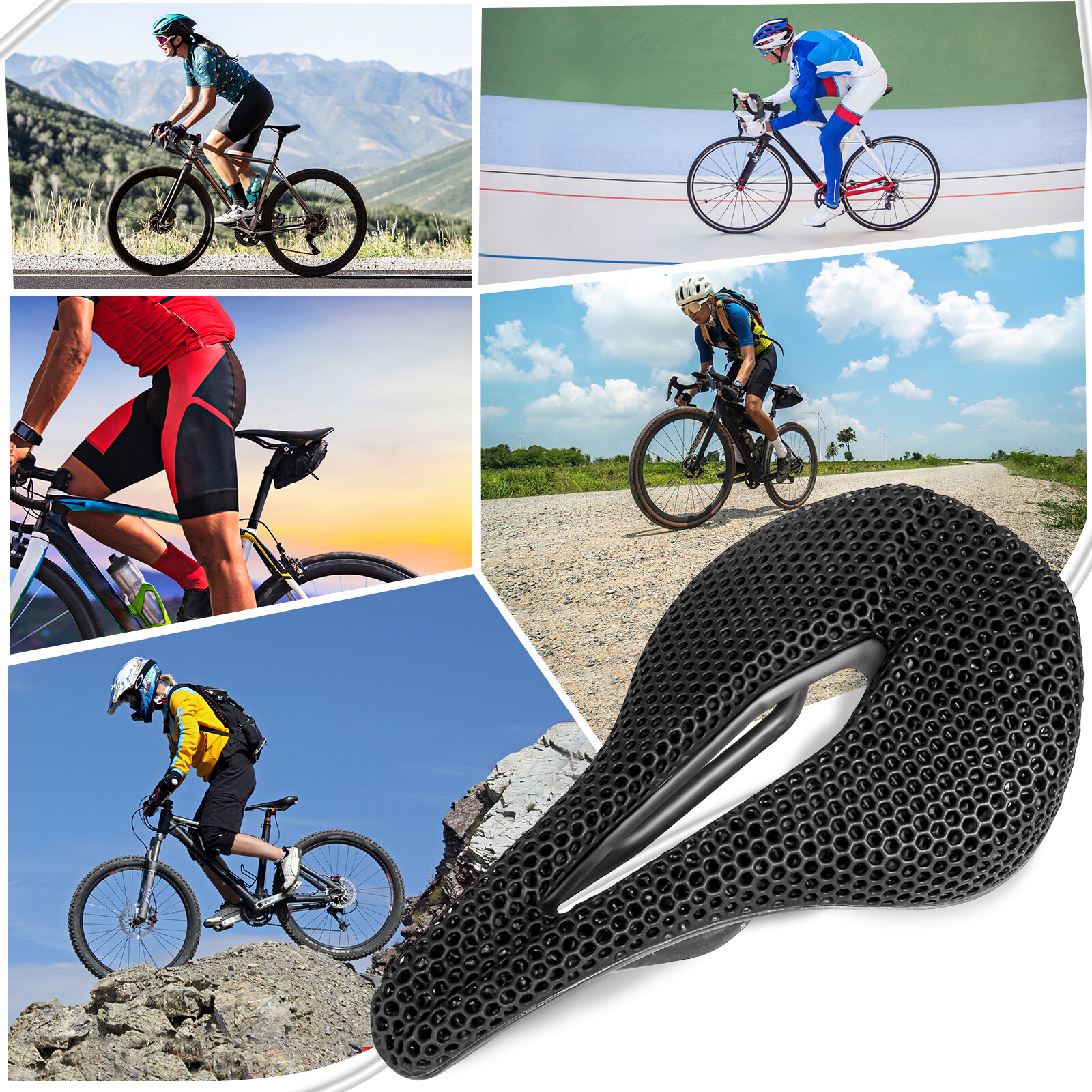 BUCKLOS 3D Printed Bike Saddle Carbon 143/155mm MTB Gravel Road Bike Seat​ 7×9mm